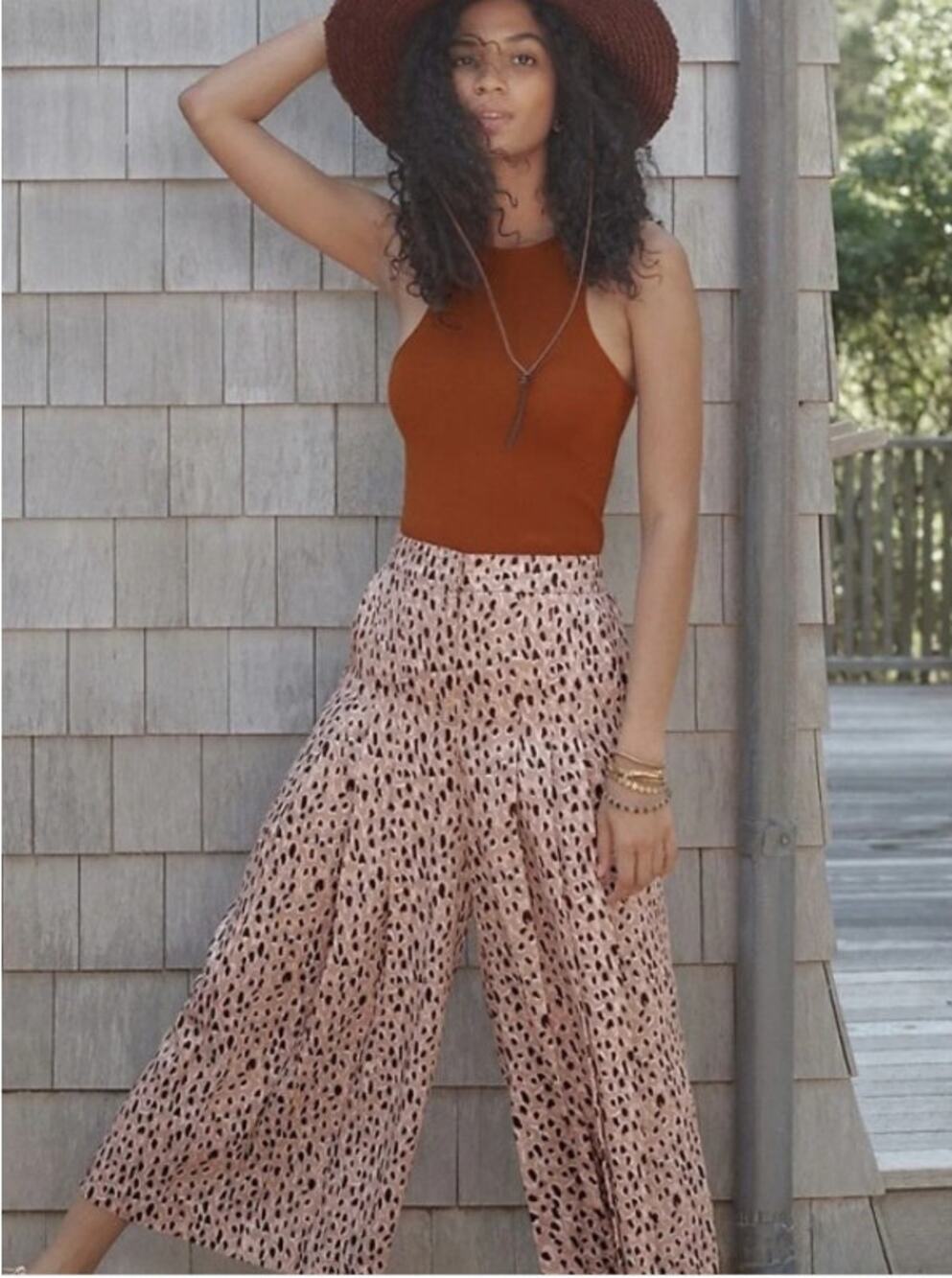 NEW! Maeve 'Isobel' Pleated Wide-Leg Pants in TAUPE (M)